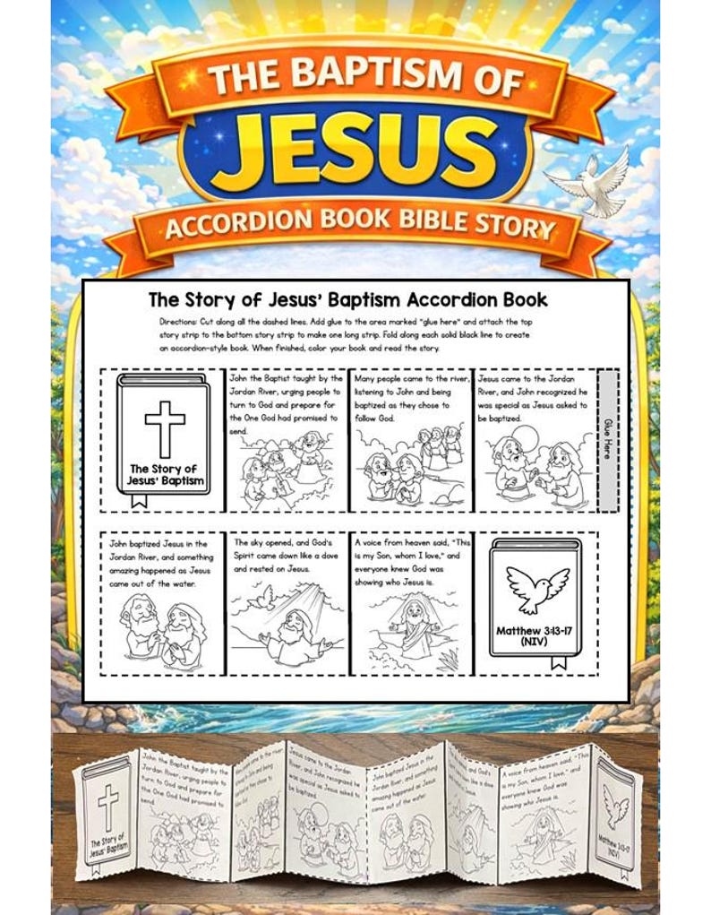 Baptism of Jesus Christian Bible Story Folding Book for Kids ...