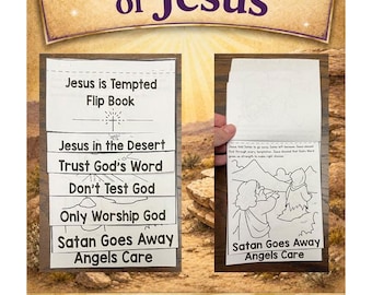 The Temptation of Jesus by Satan Desert Flip Book Craft | Bible Story Activity for Kids | Sunday School Printable | Homeschool Bible Lesson
