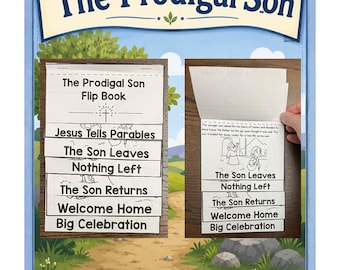 The Parable of the Prodigal Son Flip Book Craft | Bible Story Activity for Kids | Sunday School Printable | Homeschool Bible Lesson | Jesus