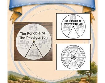 The Parable of The Prodigal Son Bible Story Wheel | Bible Color Wheel | Bible Wheel Activity | Bible Wheels Kids | Bible Wheel Craft