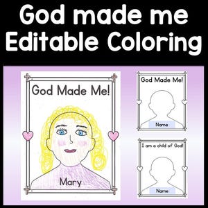 God Made Me Coloring Pages - Editable!{ 6 Different Pages!} | Sunday School Activity | God Made Me | I am Fearfully and Wonderfully Made