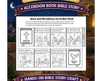 Jesus and Nicodemus Accordion Book Craft | Bible Busybook Activity | Sunday School Bible Activity | Bible Story Printable | Homeschool