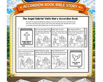 The Angel Gabriel Visits Mary Christian Bible Story Folding Book for Kids | Printable Bible Activity | Sunday School Craft |The Annunciation