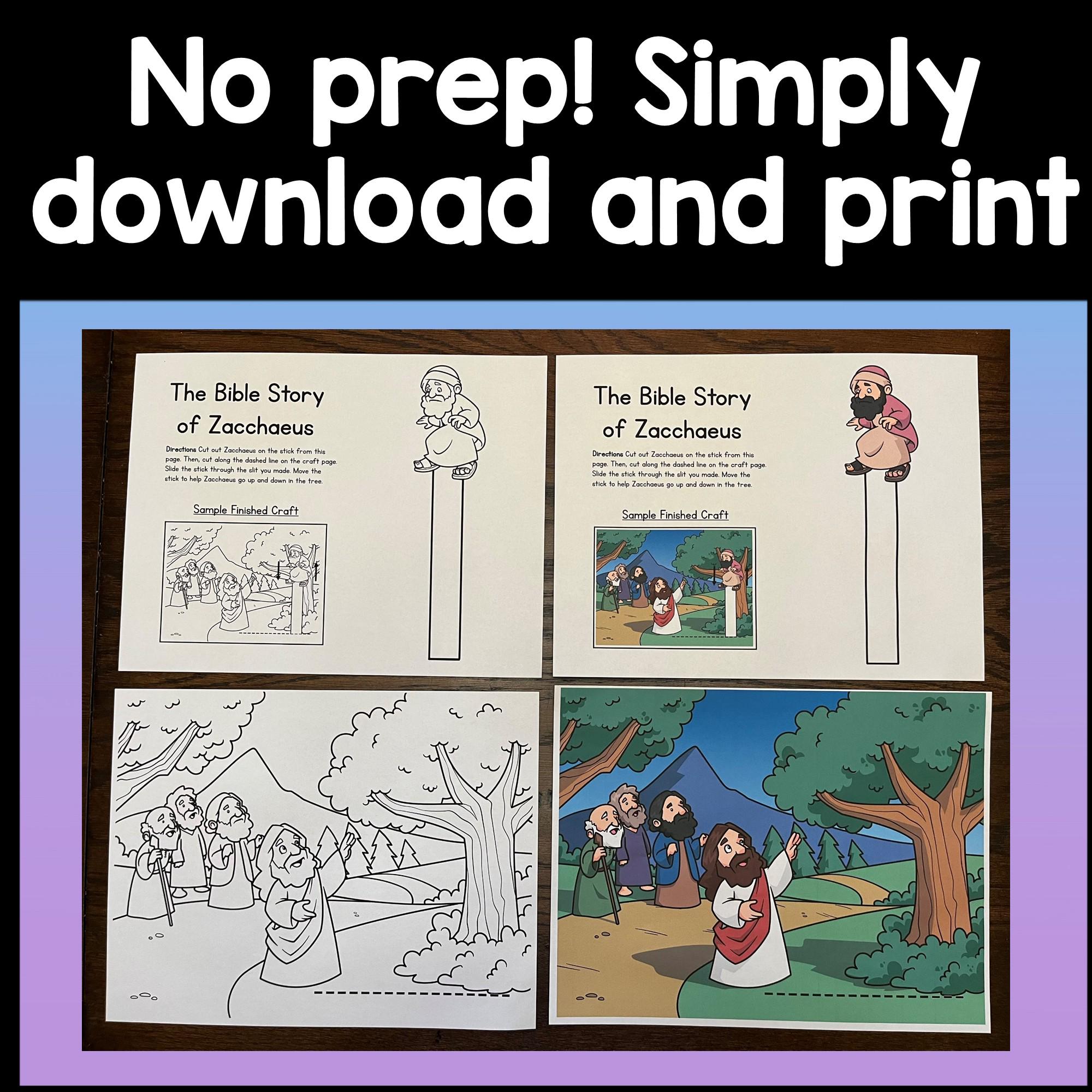 Jesus and Zacchaeus Craft {color and B/W} Christian Kid Craft | Church ...