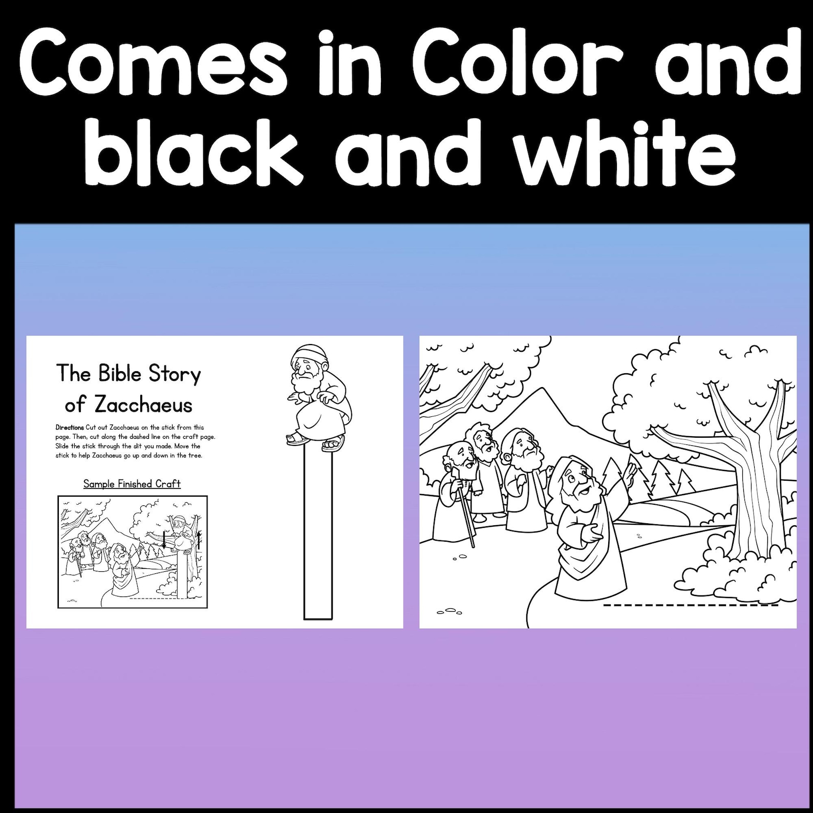 Jesus and Zacchaeus Craft {color and B/W} Christian Kid Craft | Church ...