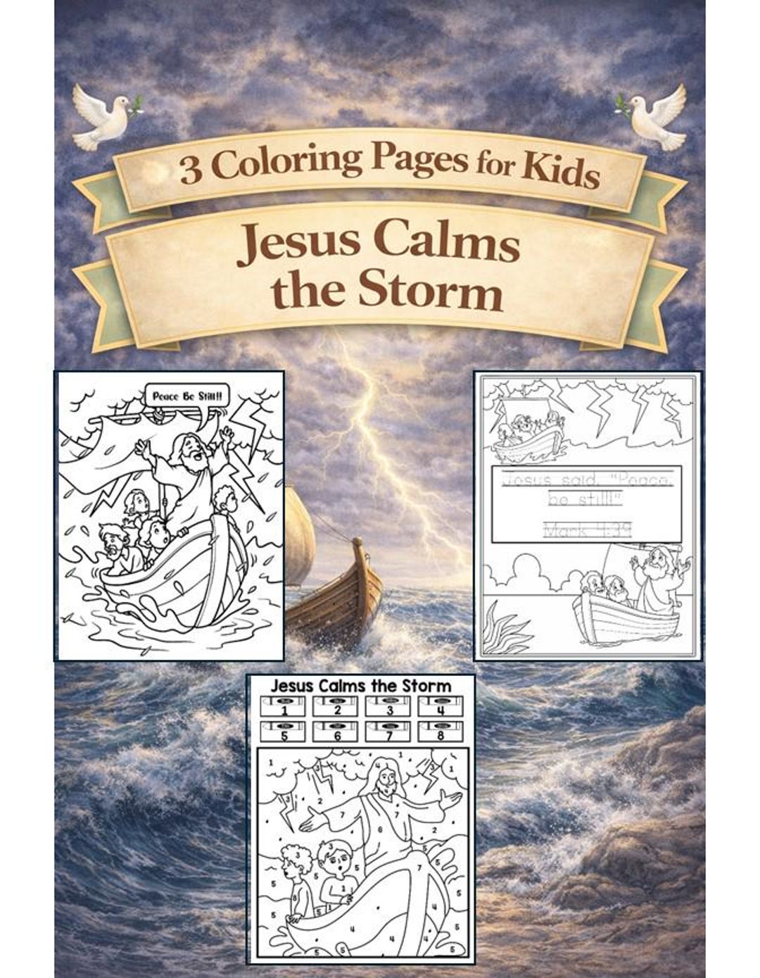Jesus Calms the Storm Coloring Pages for Kids | Bible Story Color ...