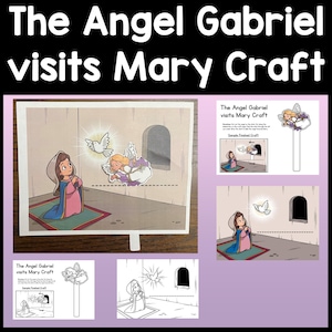 The Angel Gabriel visits Mary Craft for Kids {Color and B/W} Sunday School Bible Craft | Angel Visits Mary Craft | Christian Preschool Craft