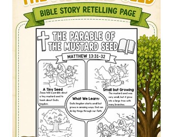 Bible Summary Guide Printable for Parable of The Mustard Seed | Printable Bible Summaries | Bible Made Easy | Bible Summary Template