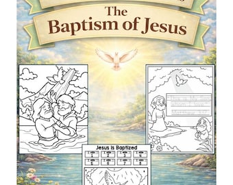 The Baptism of Jesus Coloring Pages| Bible Story Color | Bible Verse Tracing Page | Bible Verse Coloring | | Coloring Christian | Worship