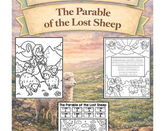 Parable of the Lost Sheep Coloring Pages for Kids | Bible Story Color | Bible Verse Tracing Page | Bible verse coloring | Coloring Christian