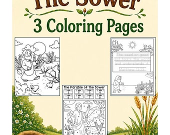 Parable of The Sower Coloring Pages for Kids | Bible Story Color | Bible Verse Tracing Page | Bible verse coloring | Coloring Christian