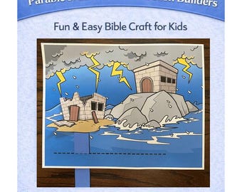 The Parable of the Foolish Builders Craft {Color and B/W} Preschool Craft | Christian Kid | Church Activity for Kids | Sunday School Craft