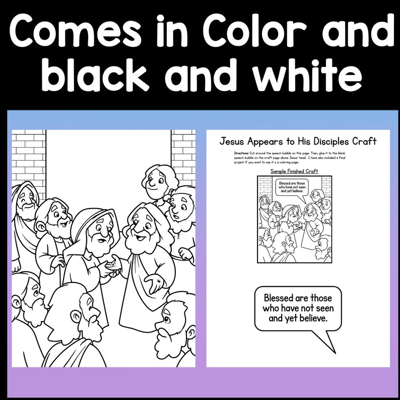 Jesus Appears Before His Disciples Craft {color & B/W} Sunday School ...