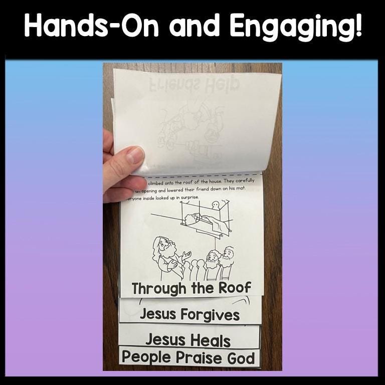 Jesus Heals the Paralyzed Man Flip Book Craft | Bible Story Activity ...