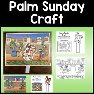 Palm Sunday Craft {Color and B/W} Sunday School Craft | Palm Sunday Activity |  Jesus Craft for Kids | Palm Sunday Art | Holy Week