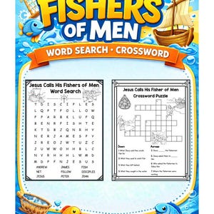 Jesus Calls His Disciples Word Search & Crossword | Bible Story Printable | Christianity Homeschool | Quiet Church | Homeschooling