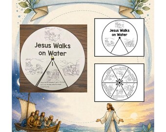 Jesus Walks on Water Bible Story Wheel | Bible Color Wheel | Bible Wheel Activity | Bible Wheels Kids | Bible Wheel Craft | Bible Craft
