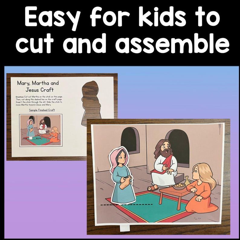 Jesus, Mary, and Martha Craft for Kids {color and B/W} Sunday School ...