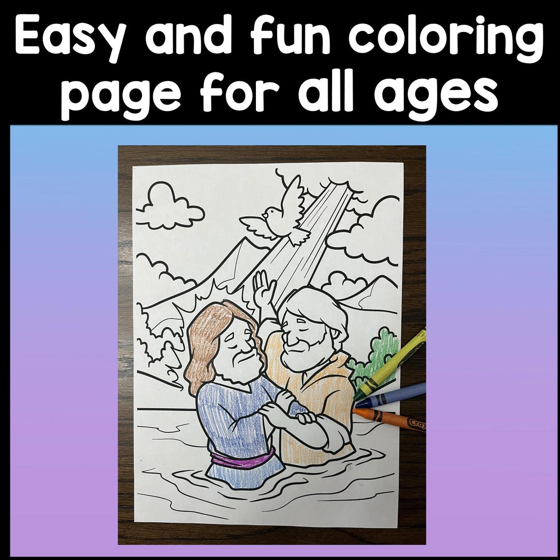 Jesus is Baptized Coloring Page | Bible Coloring Page | Sunday School ...