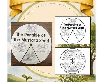 The Parable of The Mustard Seed Bible Story Wheel | Bible Color Wheel | Bible Wheel Activity | Bible Wheels Kids |Bible Wheel Craft |Digital