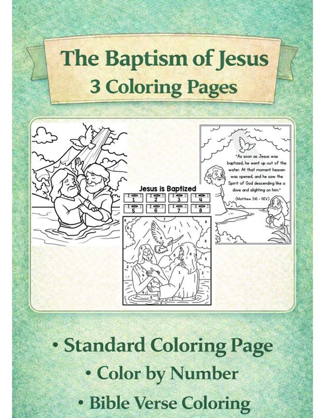 Buy Baptism of Jesus Coloring Pages {3 Pages!} Bible Verse Coloring ...