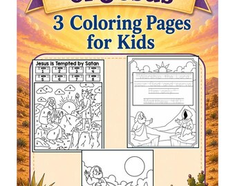 The Temptation of Jesus by Satan Coloring Pages | Bible Story Color | Bible Verse Tracing Page | Bible Verse Coloring | Coloring Christian