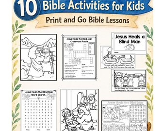 Jesus Heals the Blind Man Printables | Sunday School Kid Activities {10 Activities!} Bible Story Craft | Digital Download | Homeschool