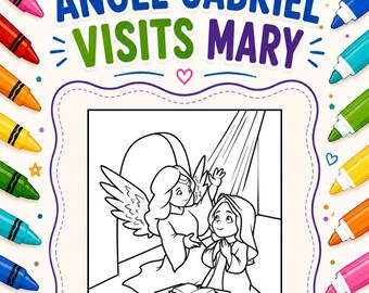 The Angel Gabriel Visits Mary Coloring Page | Bible Story Color Pages Kids  | Faith Based Coloring | Jesus Coloring | The Annunciation