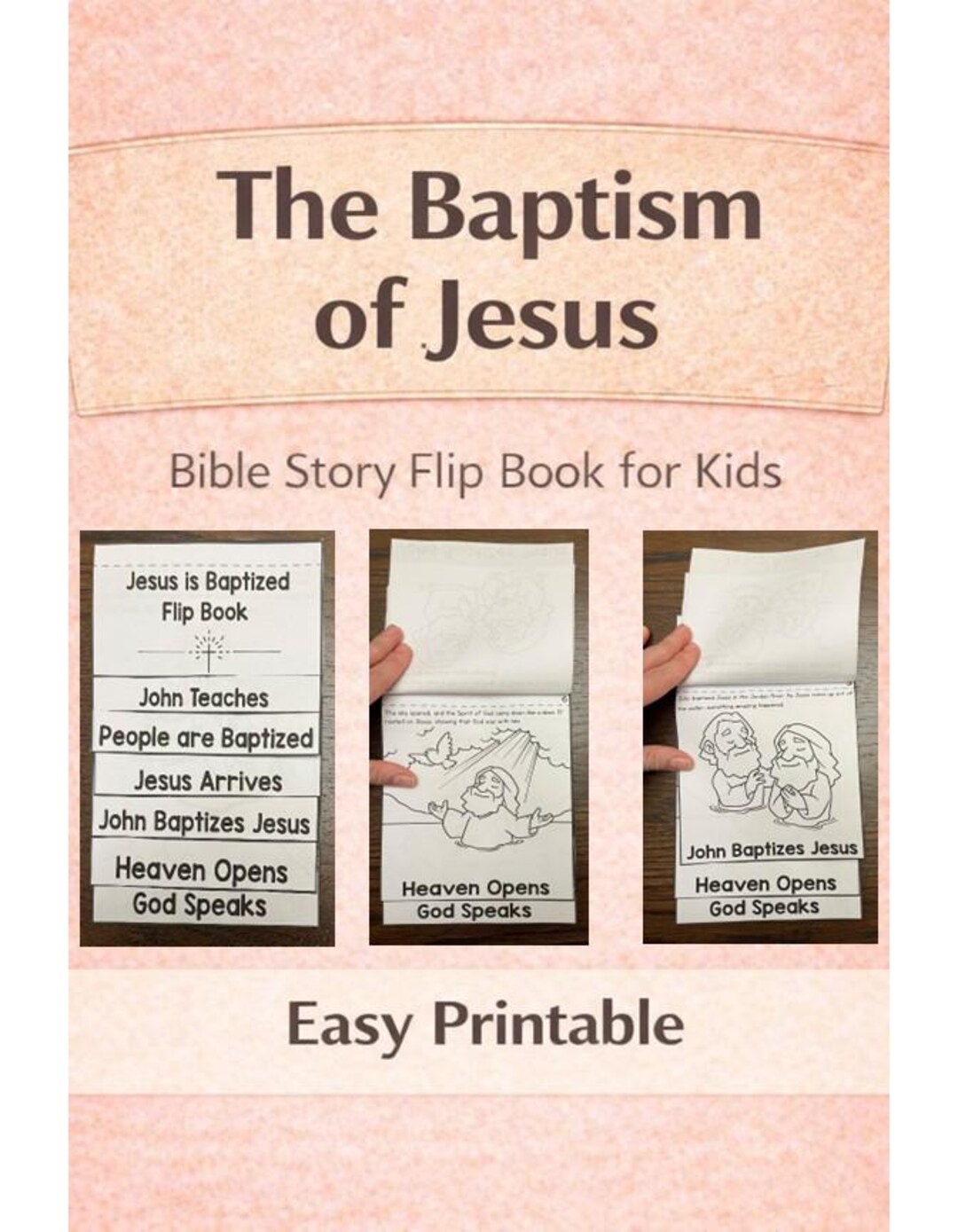 The Baptism of Jesus Sunday School Bible Craft Kids {easy Flipbook ...