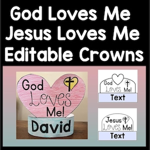 God Loves Me & Jesus Loves Me Religious Crowns | Christian Valentine&#39;s Day | Sunday School Craft | Kids Christian hat | Easy Preschool Craft