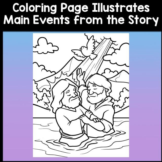 The Baptism of Jesus Coloring Pages| Bible Story Color | Bible Verse ...