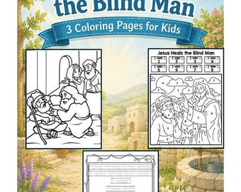 Jesus Heals the Blind Man Coloring Pages for Kids | Bible Story Color | Bible Verse Tracing Page | Bible verse coloring | Printable