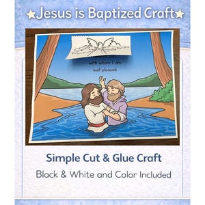 Doop van Jezus Zondagsschool Bijbelknutsel {kleur en zwart-wit!} Jezus wordt gedoopt Craft | Doop van de Heer | Jesus Craft voor kinderen