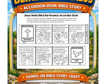 Jesus Heals Blind Bartimaeus Accordion Book Craft | Bible Busybook Activity | Sunday School Bible Activity | Bible Story Printable