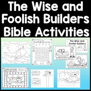The Parable of the Wise and Foolish Builders Activities {Craft, Coloring Page, Book} | Parables of Jesus Craft | Bible Story Activity