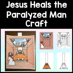 Jezus geneest de verlamde man Ambacht {kleur en zwart-wit} zondagsschoolles | Jezus wonderen | Bijbelknutselen voor kleuters | Jesus Craft voor kinderen