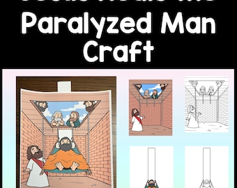 Jesus Heals the Paralyzed Man Craft {Color and B/W} Sunday School Lesson | Jesus Miracles | Preschool Bible Craft | Jesus Craft for Kids