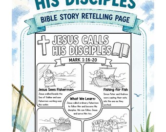 Bible Summary Printable for Jesus Calls His Disciples | Bible Stories Color Worksheet For Kids | Worship Coloring | Bible Made Easy |