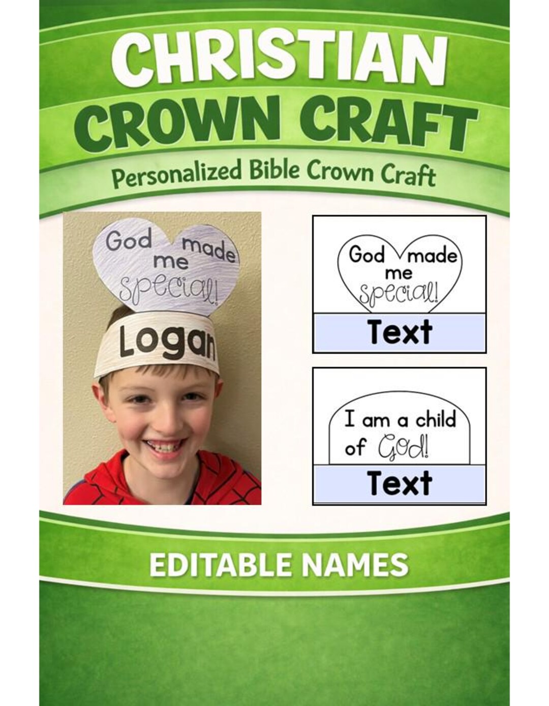 God Made Me Special & I Am a Child of God Christian Crown {editable ...
