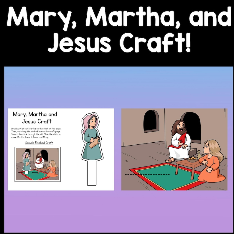 Jesus, Mary, and Martha Craft for Kids {color and B/W} Sunday School ...