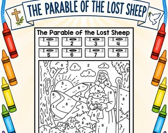 The Parable of the Lost Sheep Color by Number Page |  Faith Based Coloring Pages | Bible Story Color | Gospel Coloring | The Good Shepherd