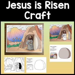 Jesus is Risen Easter Craft  | Jesus and the Tomb Craft | Preschool Easter Craft | Sunday School Craft | Jesus Resurrection Craft | Coloring