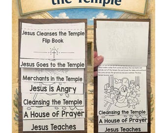 Jesus Cleanses the Temple Flip Book Craft | Bible Story Activity for Kids | Sunday School Printable | Homeschool Bible Lesson | Mini Book