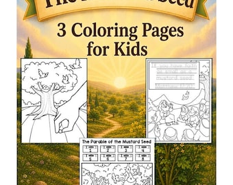 The Parable of Mustard Seed Coloring Pages | Bible Story Color | Bible Verse Tracing Page | Bible verse coloring | Coloring Christian