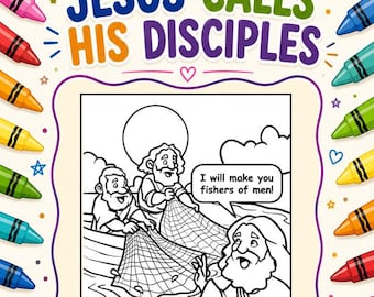 Jesus Calls His Disciples Coloring Page | Bible Story Color Pages Kids  | Faith Based Coloring | Jesus Coloring | Printable Coloring Sheet