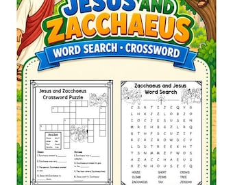 Jesus and Zacchaeus Word Search & Crossword | Bible Story Printable | Christianity Homeschool | Quiet Church | Homeschooling Jesus