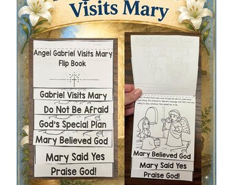 Angel Gabriel Visits Mary Flip Book Craft | Bible Story Activity for Kids | Sunday School Printable | Homeschool Bible | The Annunciation