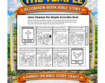 Jesus Cleanses the Temple Accordion Book Craft | Bible Busybook Activity | Sunday School Bible Activity | Bible Story Printable | Homeschool