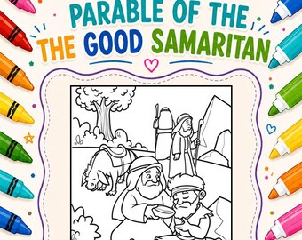 The Parable of the Good Samaritan Coloring Page | Bible Story Color Pages Kids  | Faith Based Coloring | Jesus Coloring | Printable Sheet