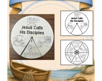 Jesus Calls His Disciples Bible Story Wheel | Bible Color Wheel | Bible Wheel Activity | Bible Wheels Kids | Bible Wheel Craft | Bible Craft